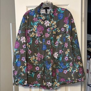 Lane Bryant Floral Utility Jacket - Multicolor